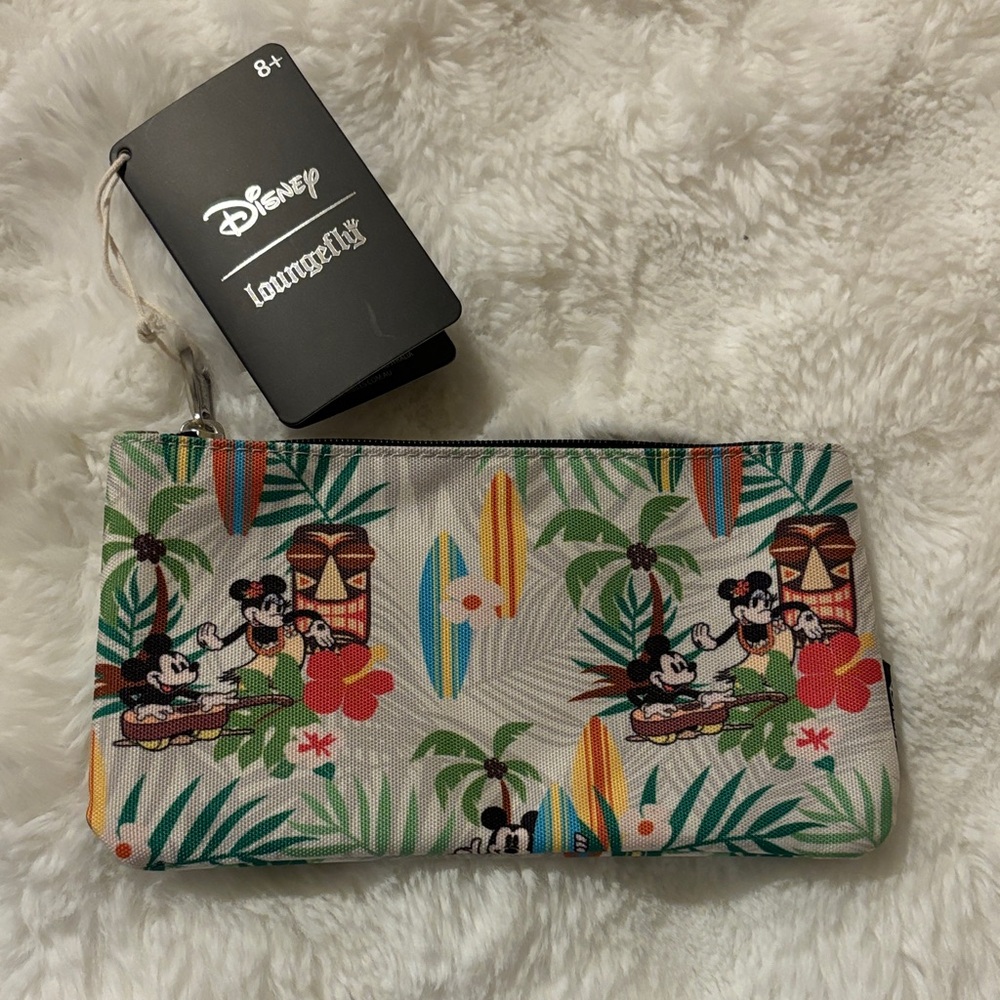 Loungefly Disney Mickey Minnie Hawaiian Pouch NWT